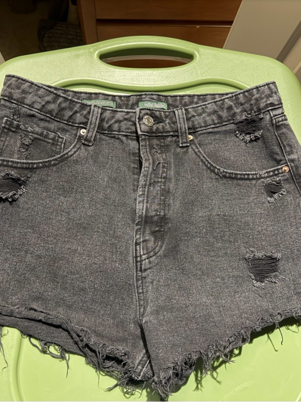 wild fable Black Washed Distressed High-Rise Jean Shorts